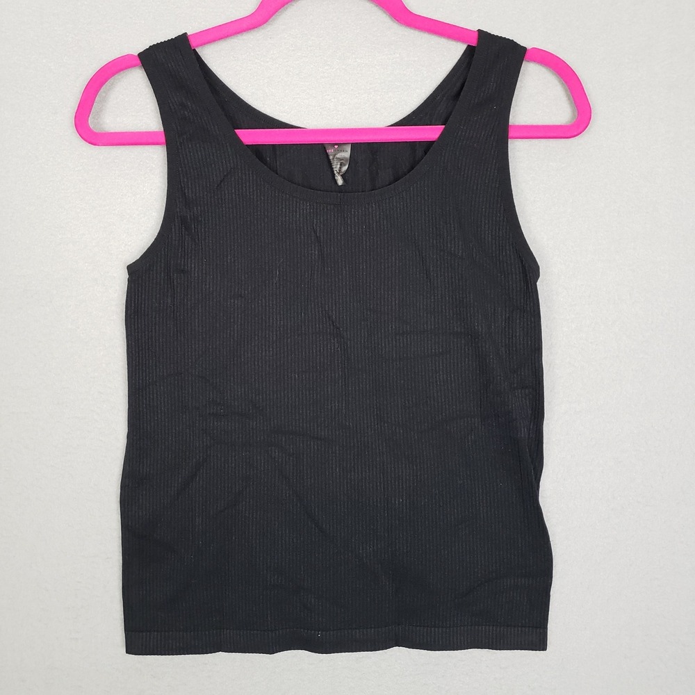 Love Charm Plus Size 1X/2X Ribbed‎ Tank Top Black Stretch Minimalist Euro Summer